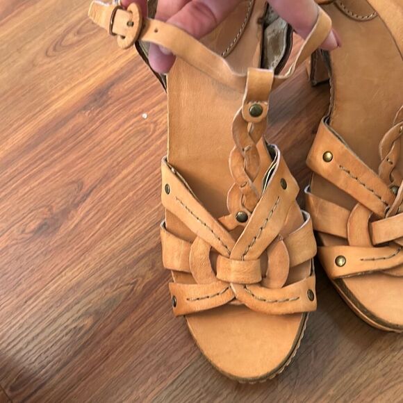 Frye Grace platform wedge rustic heels leather 8.5 - Picture 7 of 8